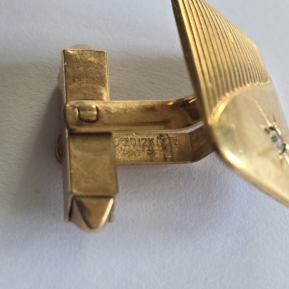 Vintage cuff links gold filled fill cufflinks star celestial clear gems - Picture 5 of 12